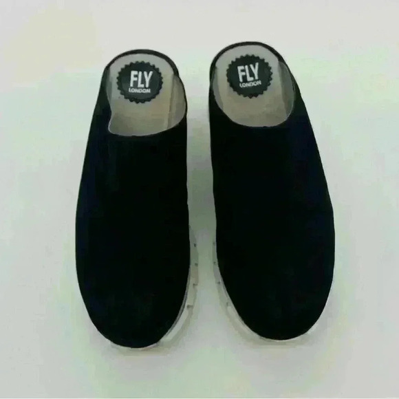 Fly London Slip On Wedge Mules Black Size 39/8 - Picture 1 of 14
